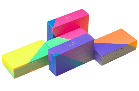 colored shipping boxes