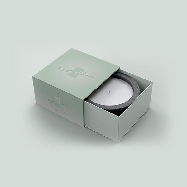 printed candle tray and sleeve box